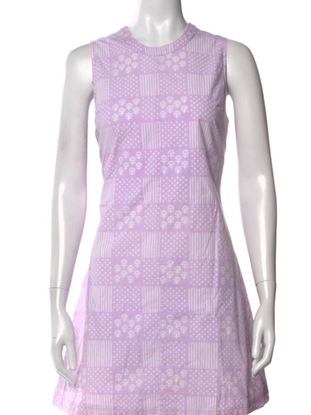 NWOT JULIA AMORY Sleeveless Lavender Patchwork Print Dress, Size Small - Picture 2 of 5